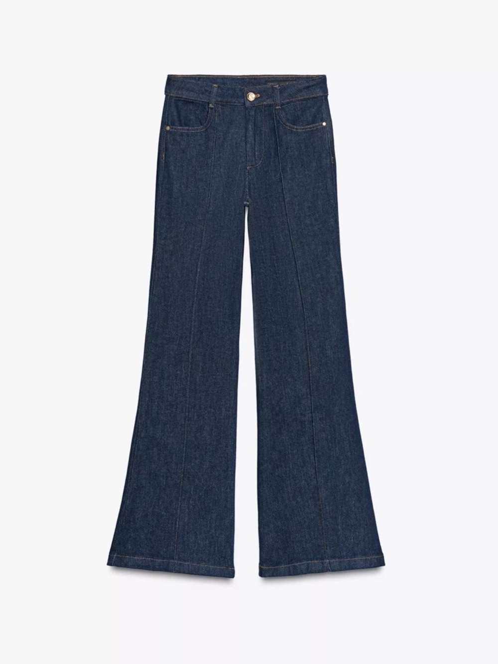 Zara Indigo Wide-Leg Flare Jeans